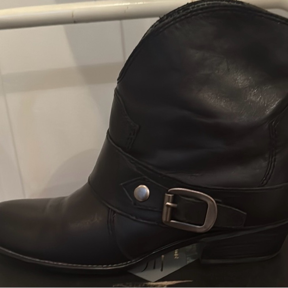 Black Leather Boots with Buckle
